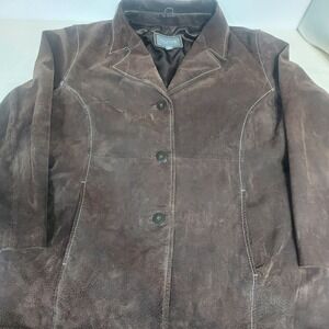 Wilsons Leather Suede Blazer Jacket Western‎ Style Brown XL nature cowgirl Read!